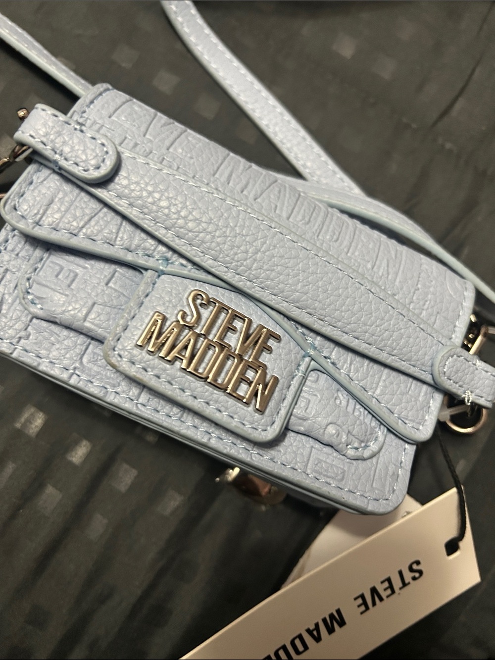 Steve Madden Pastel Blue Mini Crossbody with Embossed Logo